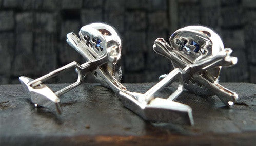 Atelier Minyon 18K White Gold and Sapphire Skull Cufflinks