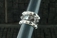 Wendy Nichol Waverly Silver Pyramid Stud Stack Ring with Pyramid Shaped Onyx Stone