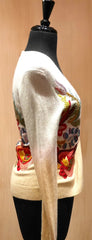 AndCake Long-Sleeve Cream Ombre Embroidered Cardigan Sweater