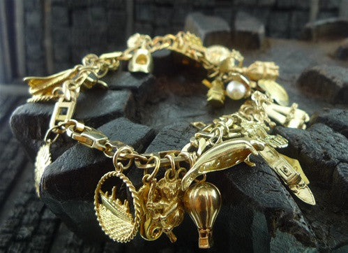 Estate 14K Yellow Gold Charm Bracelet