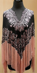 Tanja Pignatelli Silk Fringe Beaded Poncho