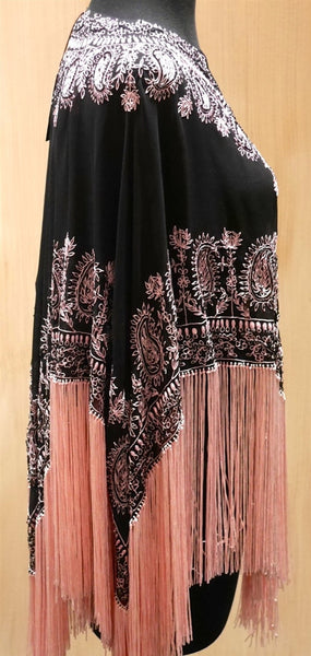 Tanja Pignatelli Silk Fringe Beaded Poncho