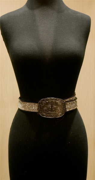 Streets Ahead Swarovski Crystal Belt with Blackened Embossed Western Buckle