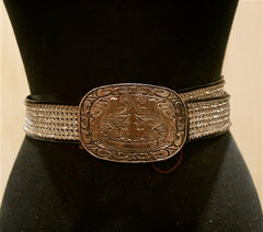 Streets Ahead Swarovski Crystal Belt with Blackened Embossed Western Buckle