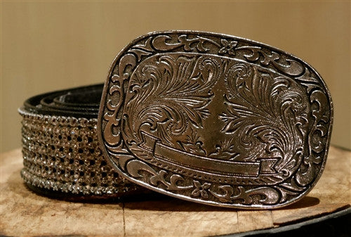 Streets Ahead Swarovski Crystal Belt with Blackened Embossed Western Buckle