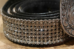 Streets Ahead Swarovski Crystal Belt with Blackened Embossed Western Buckle