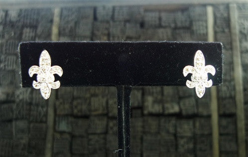 Sydney Evan Fleur de Lis Diamond Earrings in 14K White Gold