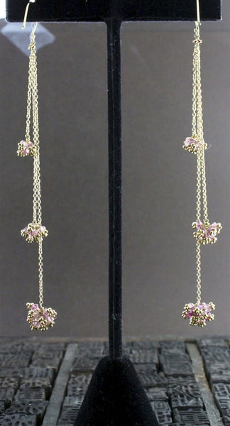 Gabrielle Sanchez Pink Tourmaline and 18K Yellow Gold Earrings