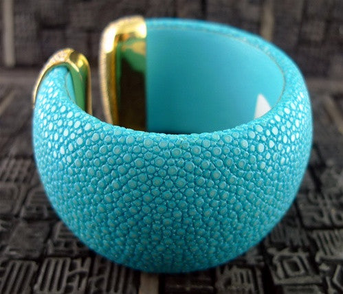 Royal Imports Turquoise Cuff Bracelet with Pave CZ Crystals set in 18K Yellow Gold Vermeil