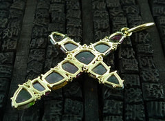 Jemma Wynne 18K Yellow Gold and Bicolor Watermelon Tourmaline Cross Pendant