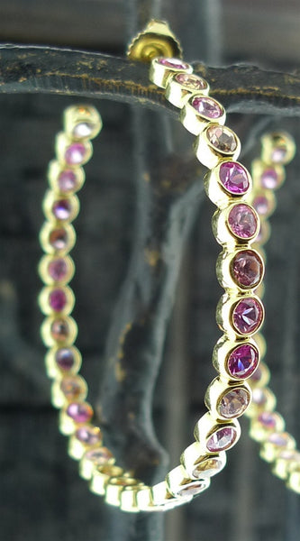 Jemma Wynne Large Pink Sapphire & Tourmaline Hoop Earrings, 18K Yellow Gold