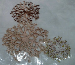 Kim Seybert Gold Embroidered Coral Branch on White Napkin