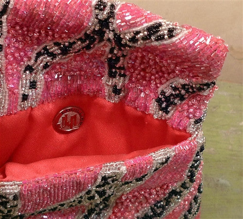 Shocking Pink and Black Embellished Clutch Handbag by Joanna L'huillier