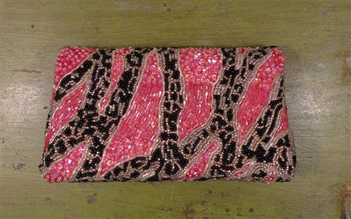 Shocking Pink and Black Embellished Clutch Handbag by Joanna L'huillier