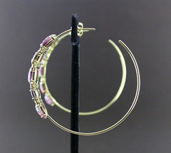 Jemma Wynne Large Rare Tourmaline & Diamond Hoop Earrings, 18K Yellow Gold