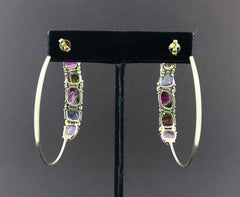 Jemma Wynne Large Rare Tourmaline & Diamond Hoop Earrings, 18K Yellow Gold