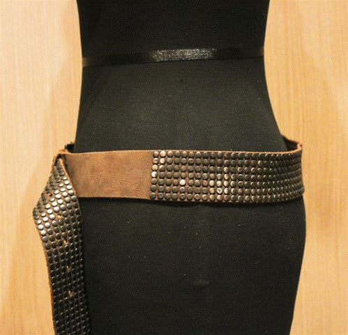 Malini Murjani Studded Belt -Brown with Gunmetal Studs