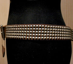 HTC Studded Brown Leather Belt