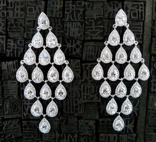 Jarin Kasi Pear Shaped Cubic Zirconia Earrings in Diamond Shape