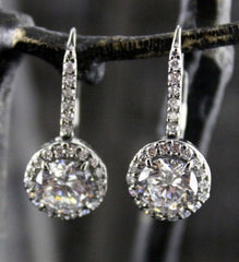 Jarin Kasi Micro Pave Cubic Zirconia Dangle Earrings - Rhodium  Finish