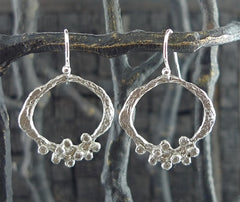 Danielle Jossie Welmond Silver Etched Hoops w/ CZ Clusters