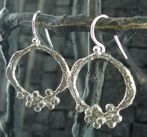 Danielle Jossie Welmond Silver Etched Hoops w/ CZ Clusters