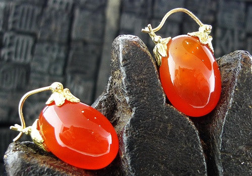 Gabrielle Sanchez Carnelian Flyer Earrings in 18K Yellow Gold