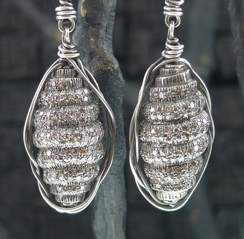 Irit Design Oxidized Sterling Silver and Diamond Earrings