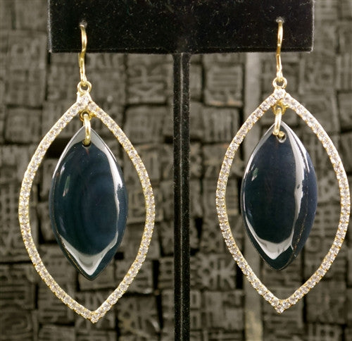 Sheila Fajl Marquise CZ with Blue Agate Crystal Drop Earrings