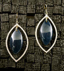 Sheila Fajl Marquise CZ with Blue Agate Crystal Drop Earrings