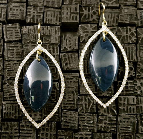 Sheila Fajl Marquise CZ with Blue Agate Crystal Drop Earrings