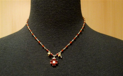 Sage 14K Yellow Gold, Garnet, and Diamond Charm Necklace