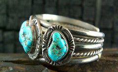 Sterling and Turquoise Cuff Bracelet, Navalago Park Turquoise