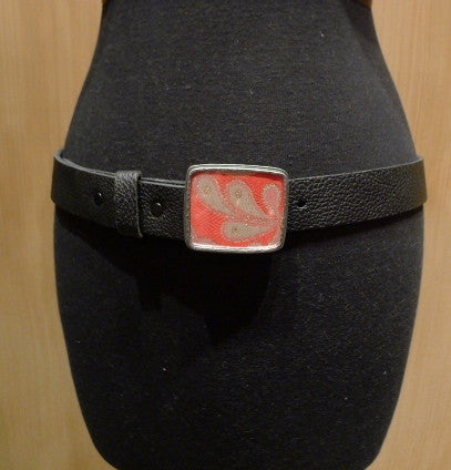 Presh Obi Fragment Belt Buckle on Black Belt Strap