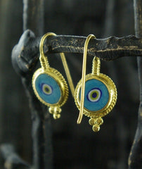 ARA 24K Collection Evil Eye Design Earrings in Pure Gold