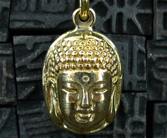 Lazaro Gold Vermeil Head of Buddha Pendant Necklace with Black Spinel Beads