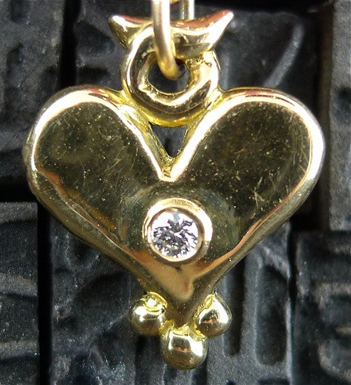 Erica Courtney 18K Yellow Gold, Pink Rhodochrosite and Diamond Heart Necklace