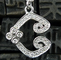 Erica Courtney 18K White Gold and Diamond Initial "C" Necklace