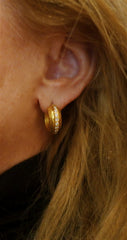 Yossi Harari Bella Hoop Pierced Earrings in 24K Yellow Gold and Diamonds