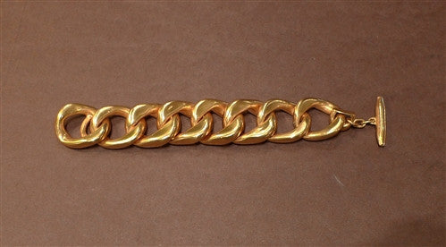 Vaubel Heavy Flat Open Link Chain Bracelet in 18K Yellow Gold Vermeil