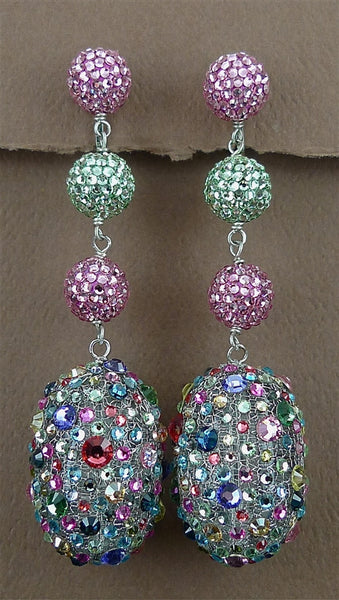 Roni Blanshay Rose and Chrysolite Bead with Birthday Stone Clip Earrings