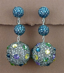 Roni Blanshay Pave Crystal Bead Clip Earrings