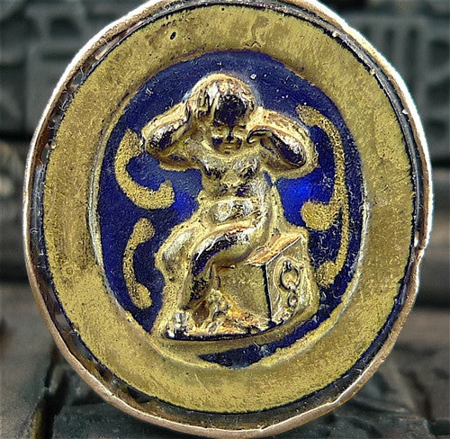 Antique Venetian Glass Intaglio Ring of a Putti