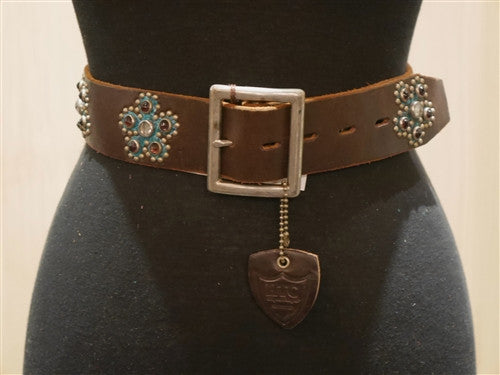 Hollywood Trading Company Turquoise Studded Belt