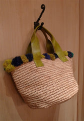 FloraBella Santanta Crochet Raffia and Leather Tote