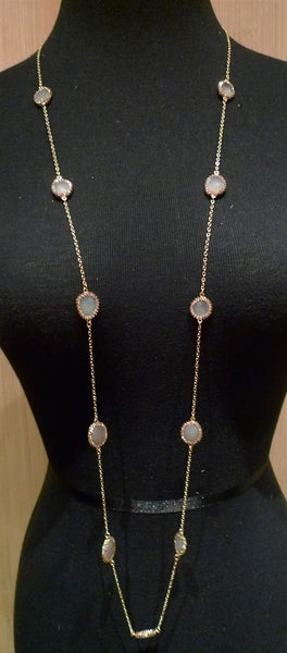 Roni Blanshay Gold Vermeil Chain with Rose Quartz Slice Necklace