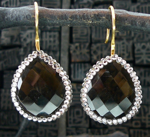 Roni Blanshay Smokey Topaz Teardrop with Swarovski Accent Earrings