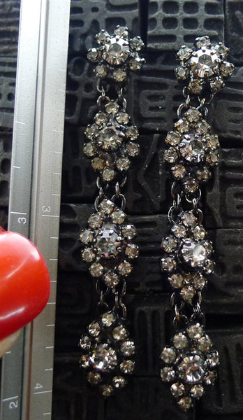 Erickson Beamon Rhodium Crystal Drop Earrings