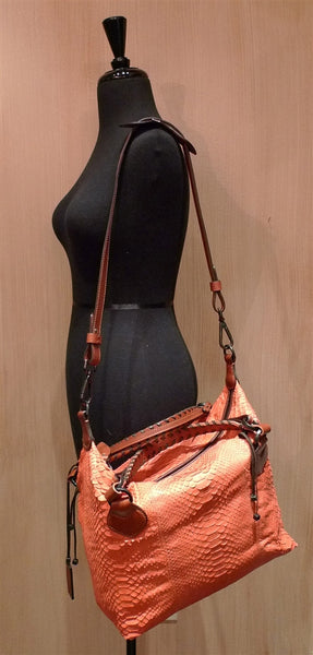 Pauric Sweeney Orange Python Overnight Purse