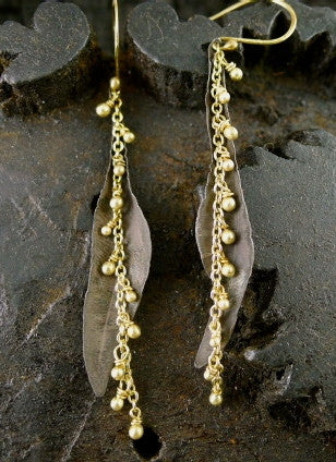 Laura Goulas 14K Yellow Gold and Oxidized Silver Earrings